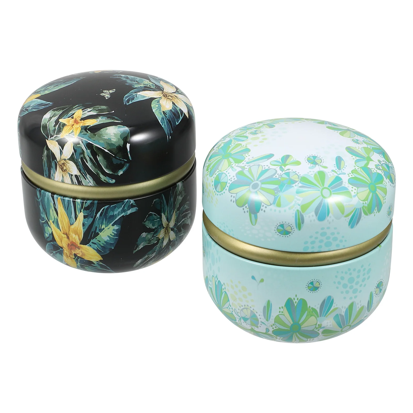 

2Pcs Tinplate Made Delicate Appearance Tea Storage Jars for Tea Shop Using