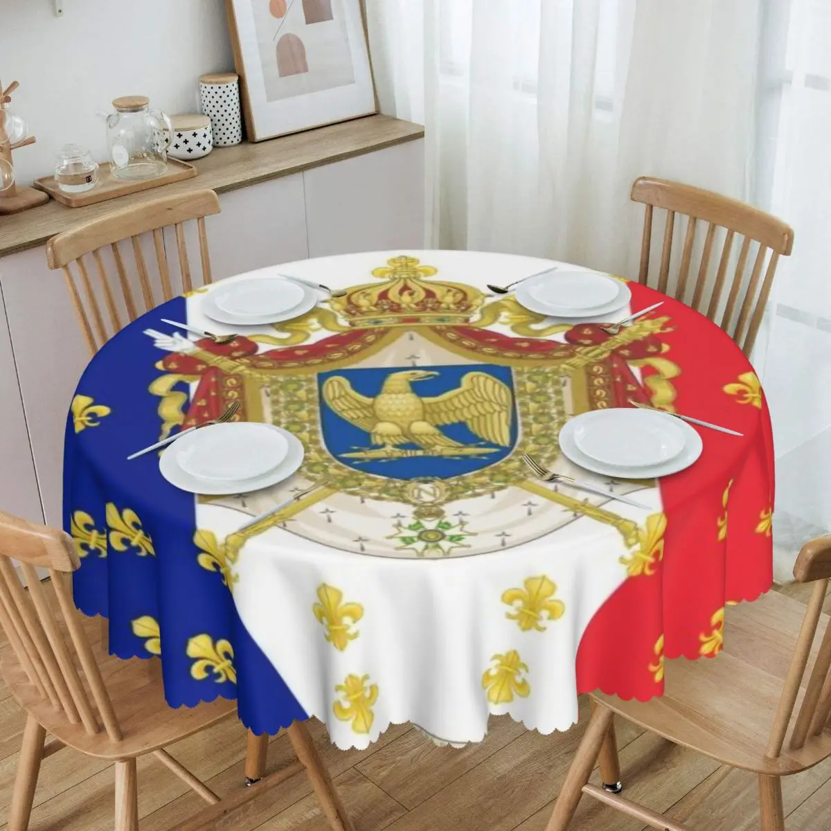 

Круглая скатерть, 60 дюймов, кухонная стандартная Водонепроницаемая скатерть во французской империи, покрытие для стола