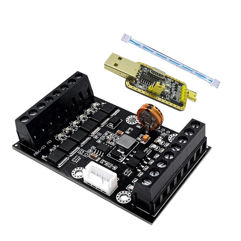 

FX1N-14MT PLC Industrial Control Board+USB-TTL Cable PLC Module Analog Input / Output With Guide Rail Delay Relay Module