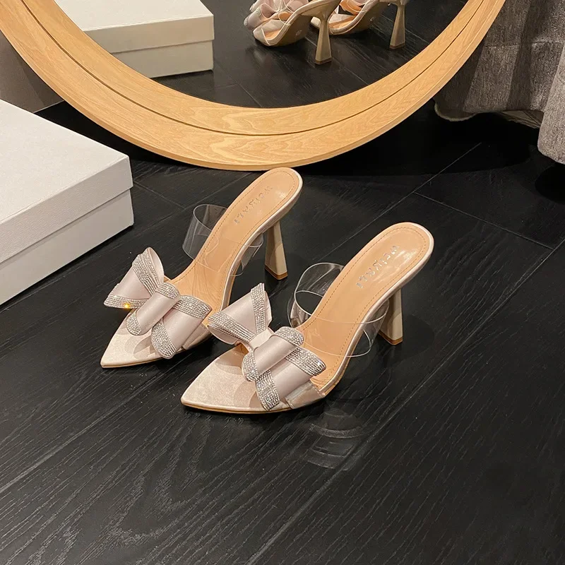 Женские повседневные тапочки на высоком каблуке Новинка лета 2024 соблазнительные