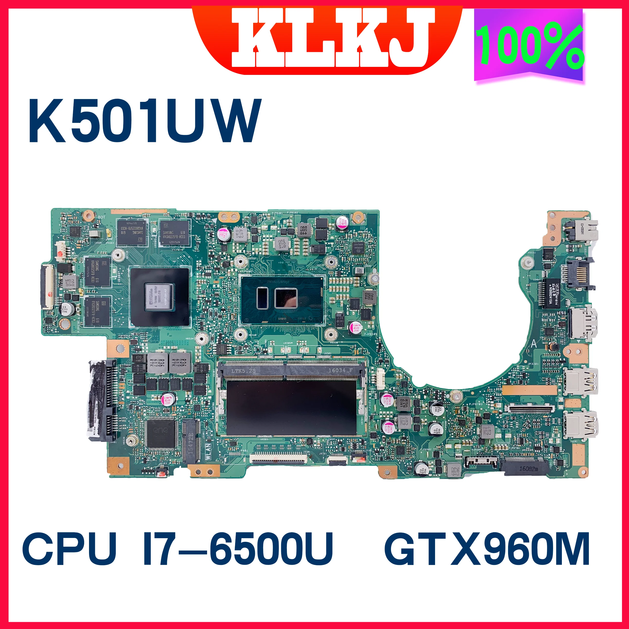 

K501UW Laptop Motherboard For Asus K501UW K501UXM K501UQ K501U Original Mainboard DDR4 4G/8GB-RAM I5-6200U I7-6500U GTX960M/940M