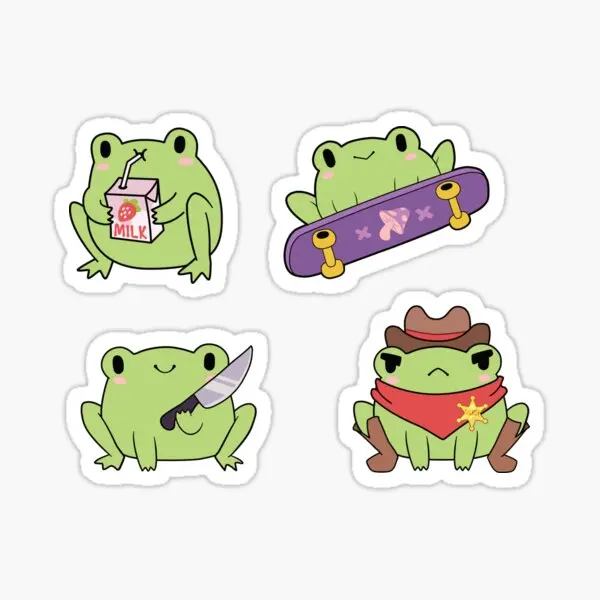

Cute Frog Pack 5PCS Stickers for Window Luggage Room Cute Laptop Kid Print Home Bumper Cartoon Decor Funny Car Decorations