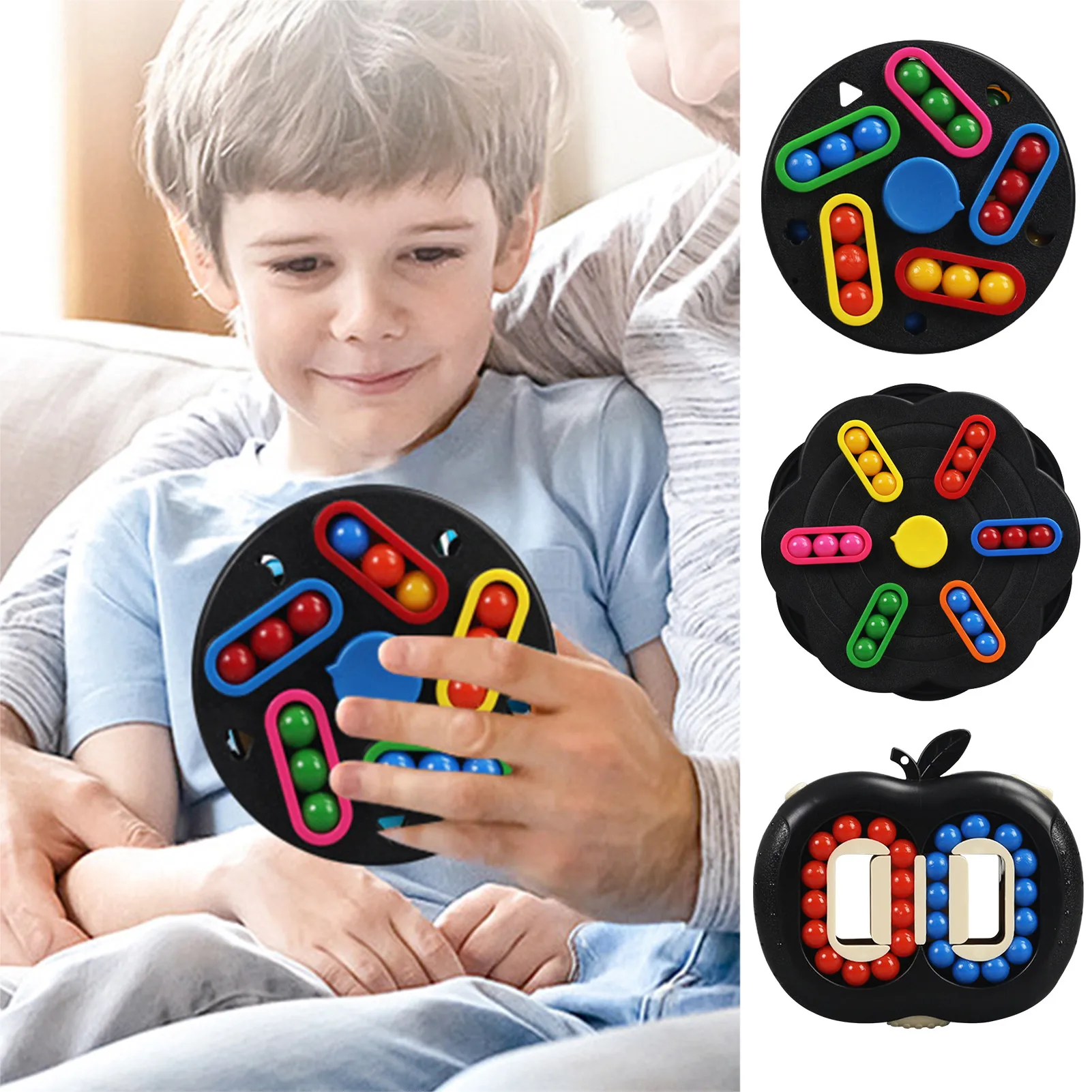 

Educational Rotating Magic Bean Toy Fun Rotating Magic Bean Puzzles Beads Play Brain Toys Early Education Thinking Training Magi