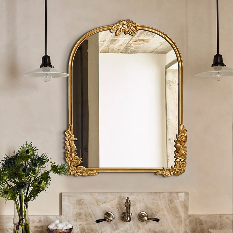 

Gold Standing Mirror Aesthetic Room Decor Bedroom Cosmetic Mirror Interior Bathroom Styling Specchio Home Decoration GPF35XP