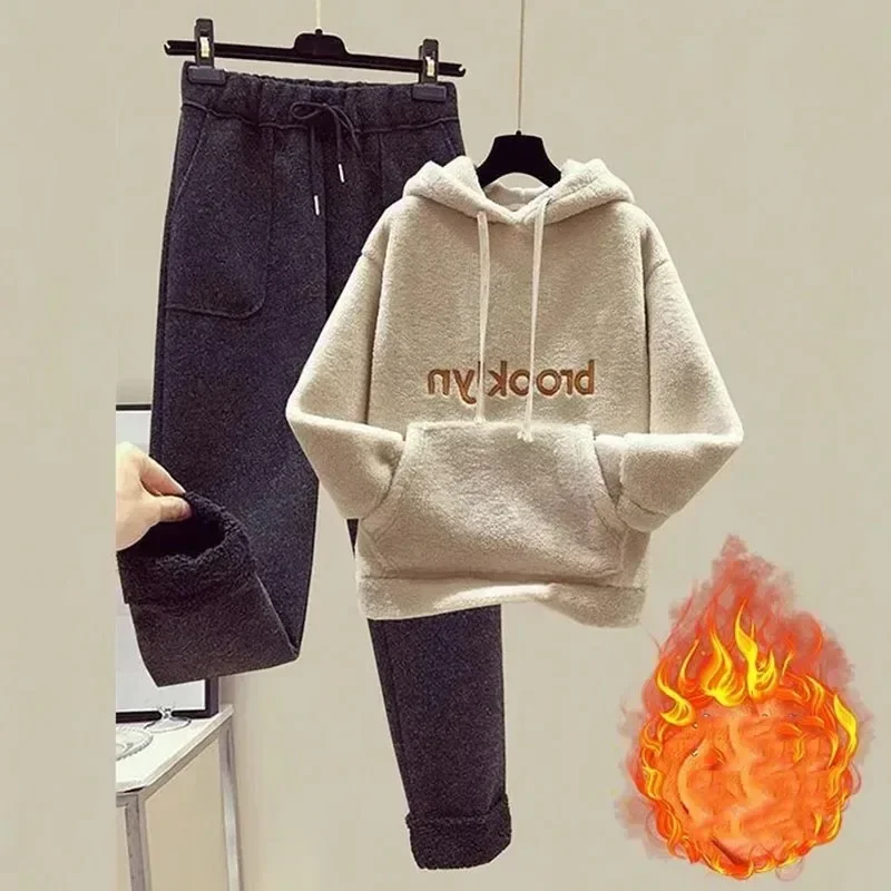 Laxsesu толстовки из овечьей шерсти костюм плюшевые теплые спортивные штаны зимняя