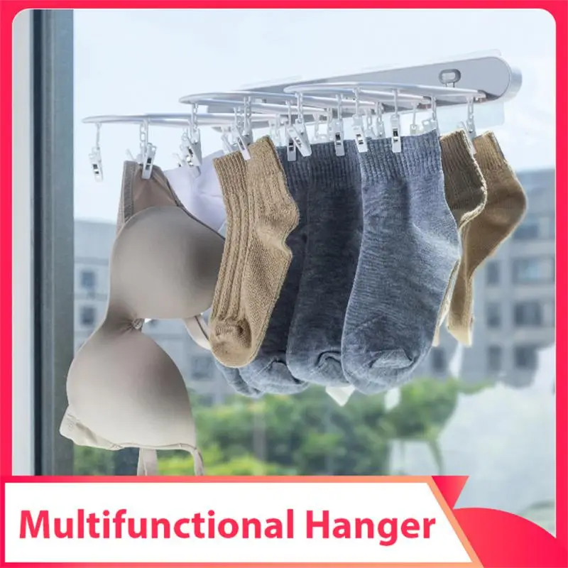 

Clothes Socks Hanger Rack Folding Wall Hanging Clip Laundry Hanger Storage Organizer For Bathroom Indoor Balcony Drying Rack