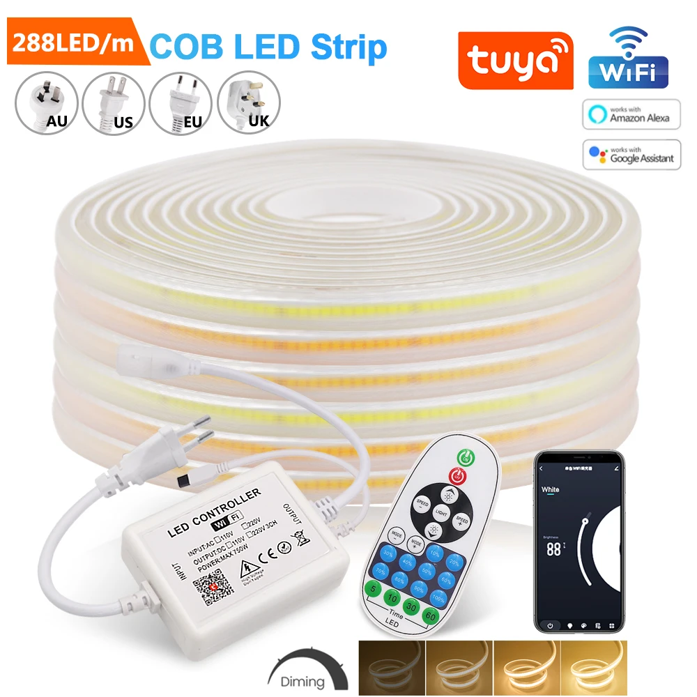 Светодиодная лента, 220 В переменного тока, 288 в, светодиодов/м