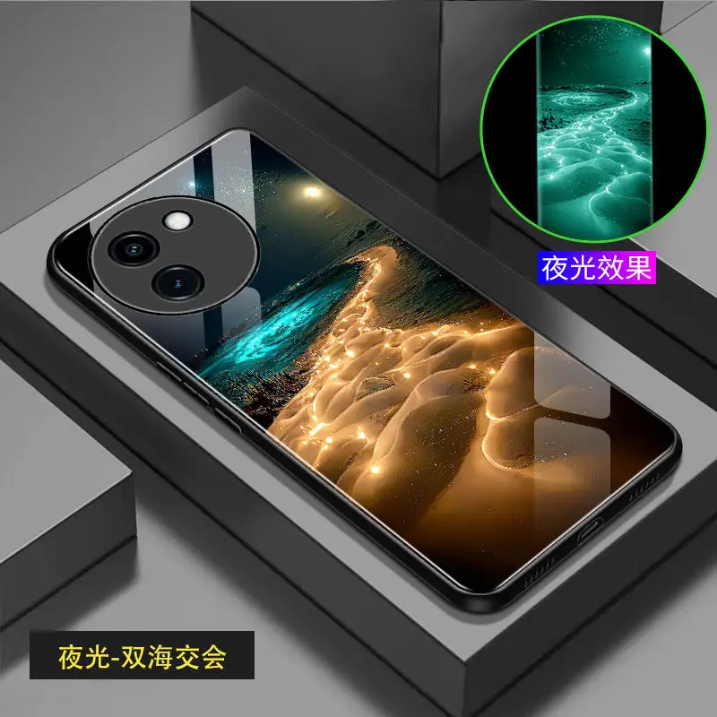 Светящийся телефон для Vivo Y200i чехол с изображением пляжа светящийся Темный ЧЕХОЛ