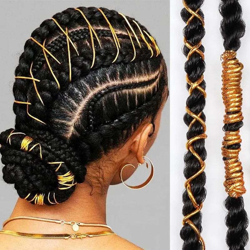 

5 Pcs Dreadlock Beads Braids Hair Accessories Braiding Hair Deco Styling Shimmer Stretchable Braiding Hair Strings Long 1 M/pc