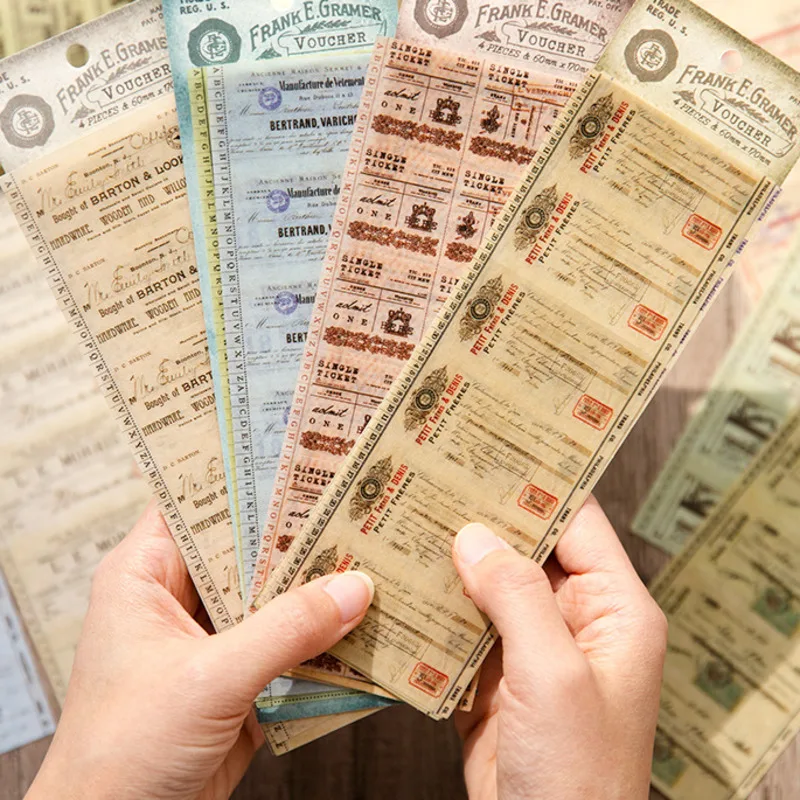 

4Sheet Sticker DIY Scrapbooking Junk Journal Collage Decoration Diary Albums Supplies Planner Decoration Vintage Stickers Gift