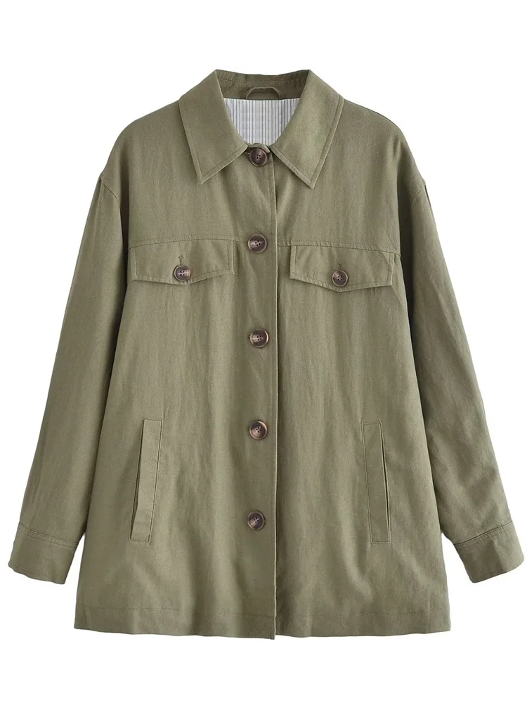

MESTTRAF Sexy Design 2023 Y2K Pockets Front Button Shirt Coat Women Fashion Lapel Collar Long Sleeve Loose Outerwear Chic Tops