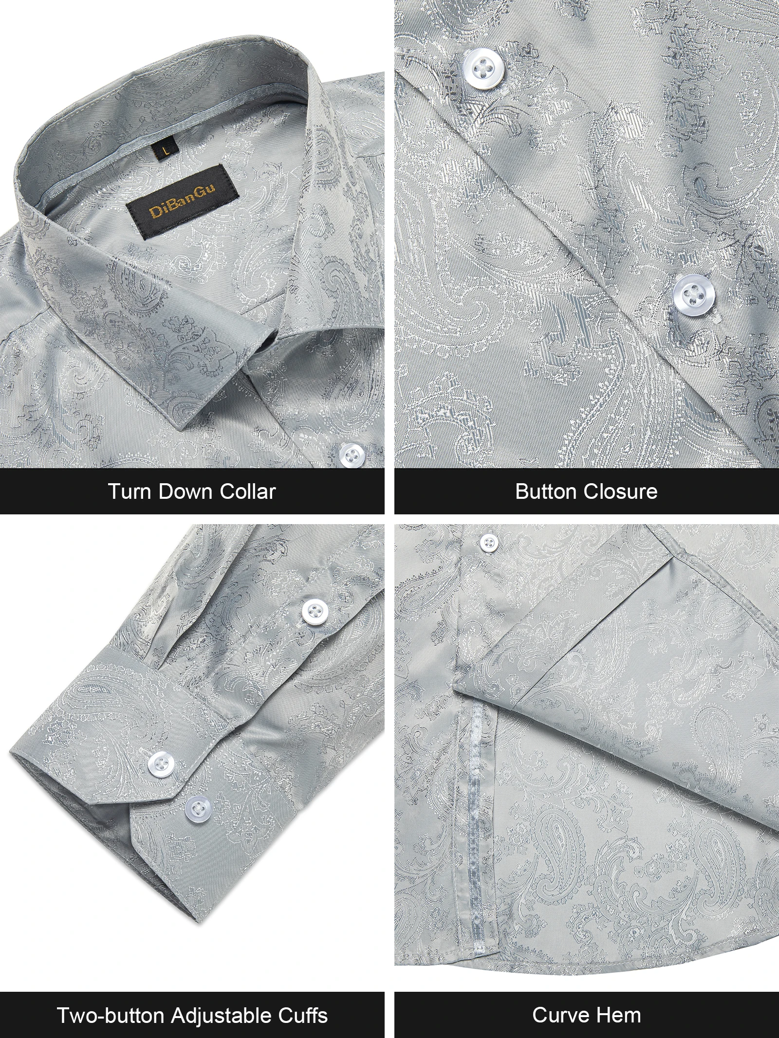 Gray Polyester Shirt For Man Satin Luxury Dress Shirt Men 2022 Brand New Slim Long Sleeve Casual Shirt Male Wedding Party Club
