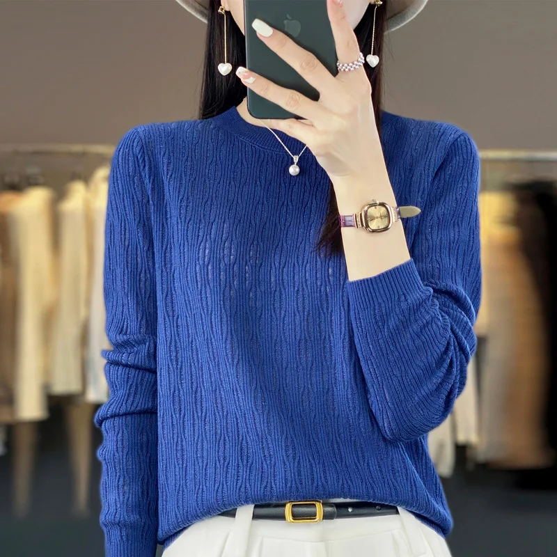 Женский пуловер Новинка весна-осень 2023 повседневный вязаный женский топ из 100%