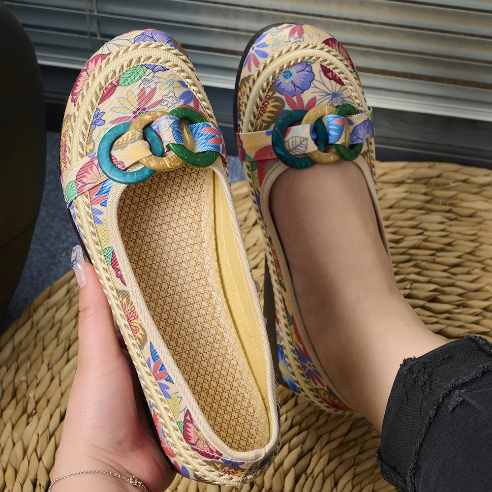 

Summer Women Shoes Bohemia Style Female Flats Shoes Non-Slip Casual Shoes Flax Breathable Women Loafers Slip On Shoes