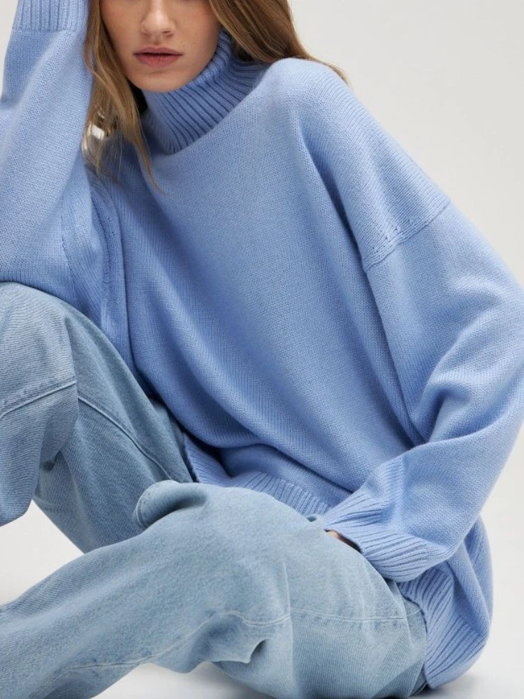 

Autumn Women's Turtleneck Long Sleeve Clothes Oversized Sweater 2023 Casual White Loose Basic Warm Winter Pullovers for Women