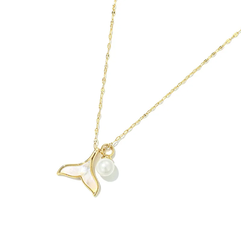 Женская цепочка из титановой стали с жемчужинами