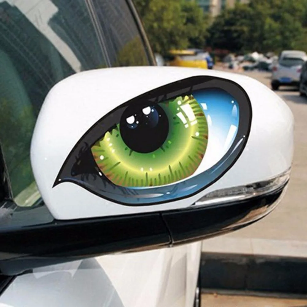 

Car Creative Reflective Car Stickers Rearview Mirror Eyes Funny Stickers 3D Scratches To Block Cartoon Decorative Accessories
