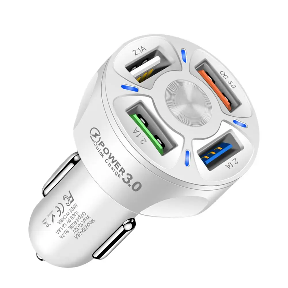 

4 порта USB автомобильная зарядка Quick 7A мини Быстрая зарядка 3,0 прикуриватель адаптер зарядного устройства в автомобиле