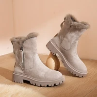 ankle boots women 2022 winter warmplatform boots gladiator non slip short plush flats shoes mujer