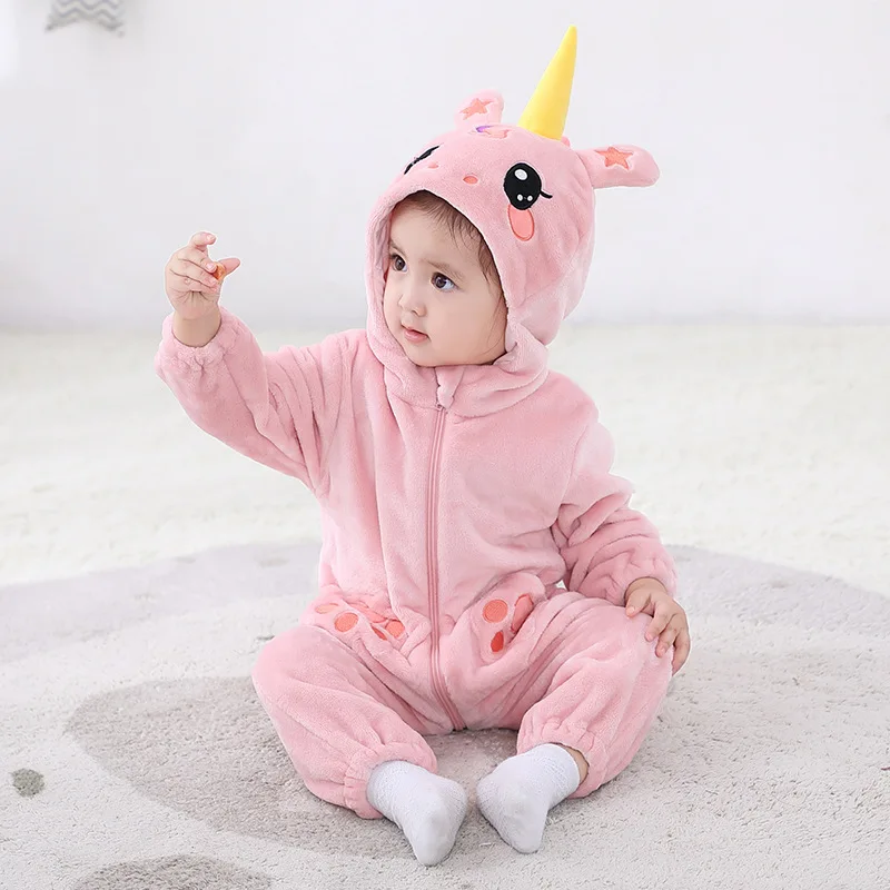 

Комбинезоны для младенцев, девочек, комбинезоны с милым единорогом, комбинезон с капюшоном для новорожденных, Одежда для новорожденных