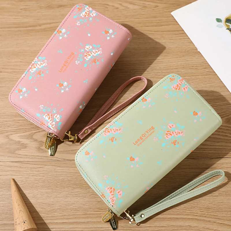 

Women Wallet Purse 2022 New Long Lady Hand Holding Korean Casual Mobile Phone Bag Double Zipper Card Holder Female Clutch