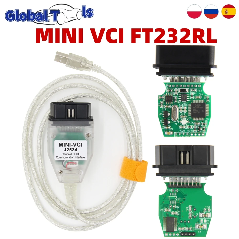 Последняя версия V18.00.008 MINI-VCI J2534 Сканерный кабель OBD2 Автомобильный диагностический интерфейс для TOYOTA +22Pin +17Pin TIS Techstream MINI VCI on.