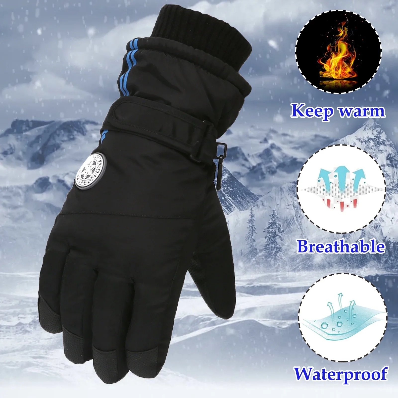 

Зимние велосипедные перчатки с поддержкой запястья, велосипедные перчатки для сенсорных экранов, уличные спортивные Нескользящие ветрозащитные велосипедные перчатки с закрытыми пальцами