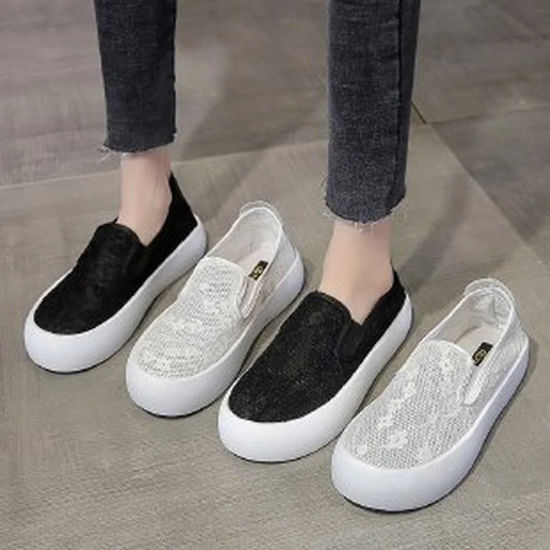 

Women's Sports Shoes Fashion Women's Sneakers 2022 Slip on Casual Ankle Shoes Embroidery Hip Hop Web Shoes Flat Loafers