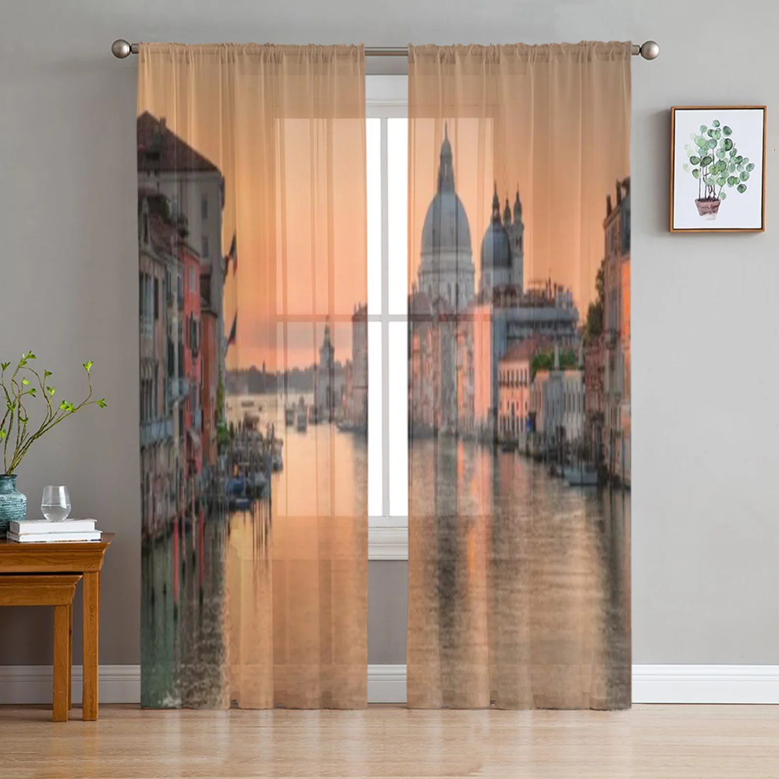 

Canal Grande In Venice Tulle Sheer Curtains for Living Room the Room Bedroom Kitchen Decoration Voile Organza Curtains