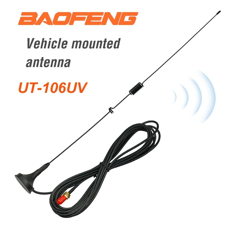 

Car Antenna UT-106 SMA-Female Magnetic HF Vehicle Mounted Antenna For Baofeng 888S UV5R UV-82 Walkie Talkie Nagoya Two Way Radio