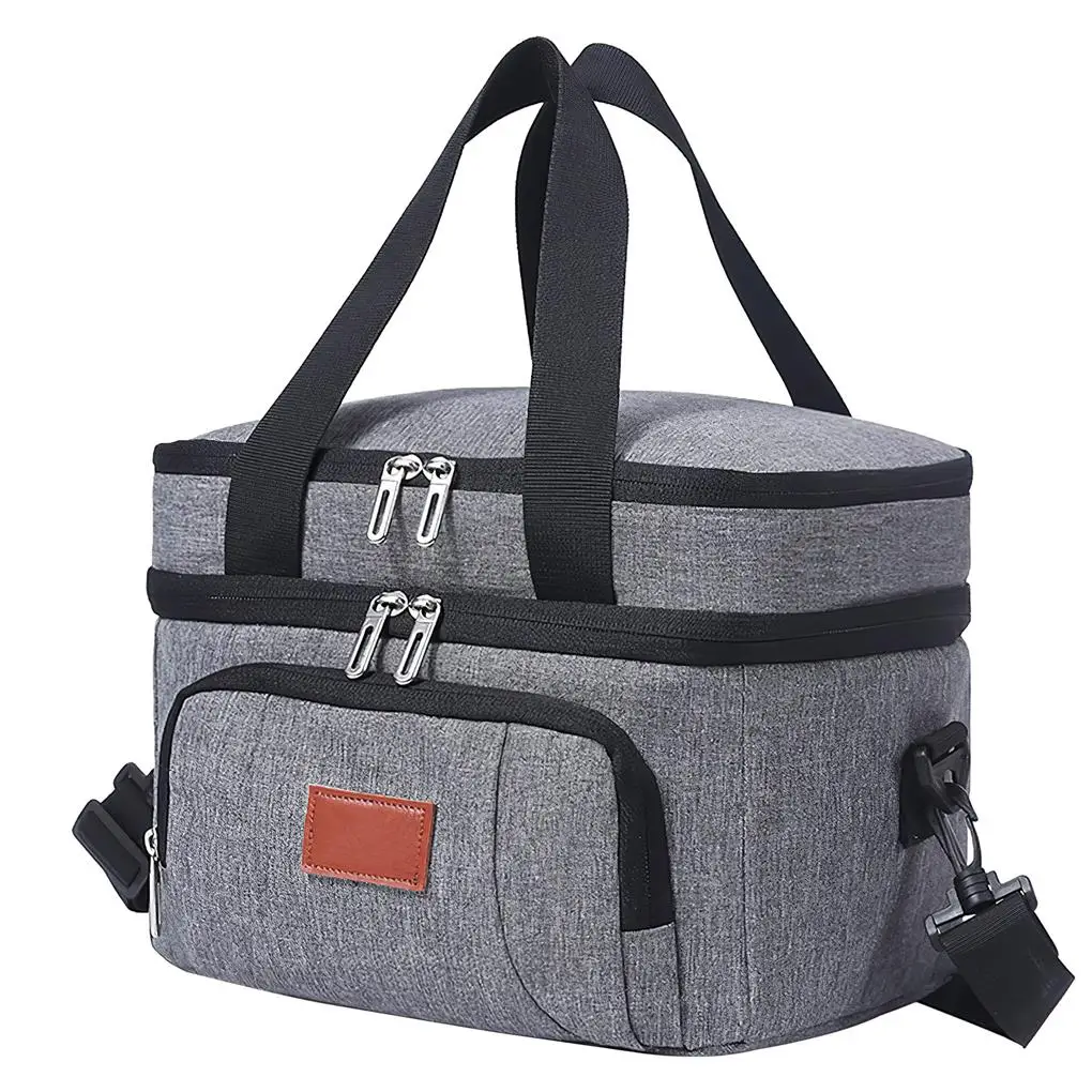 

Lunch Bag Camping Hiking Large Capacity Insulated Cooler Food Milk Bottle Pouch Zipper Closure Outdoor Equipment
