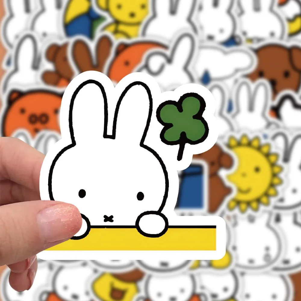 Фото 63 шт., милые наклейки Miffy, мультяшные каваи, кролик, украшения, водонепроницаемые наклейки, чехол для телефона, Ipad, ноутбук, наклейки на багаж, игрушки №3