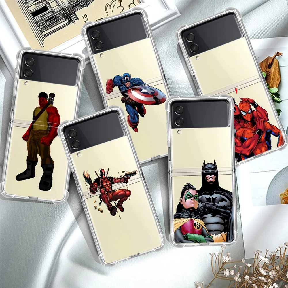

Airbag Phone Case For Samsung Galaxy Z Flip3 Funda Cover For ZFlip 3 5G Celular Clear Transparent Coque Avengers Age of Ultron2