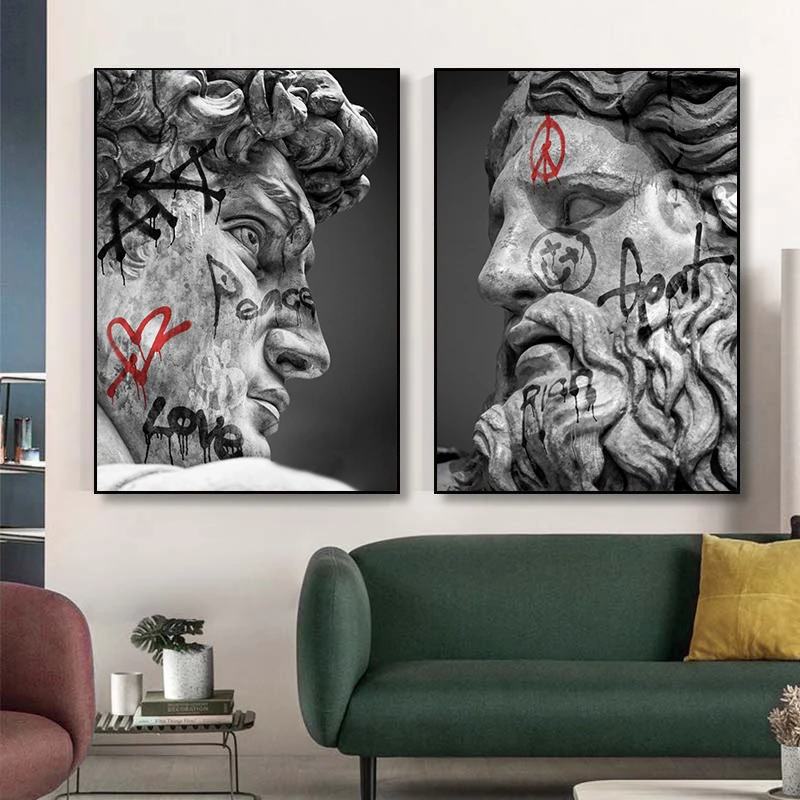 

David Sculpture Graffiti Canvas Posters Prints Wall Art Pictures Motivation Paintings for Modern Home Living Room Decor Cuadros
