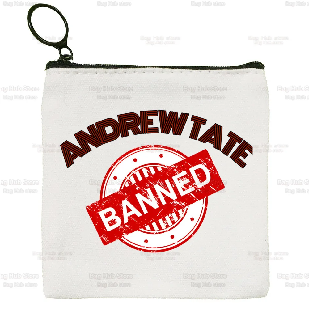 Andrew Tate Cute Mini Coin Purse Canvas Student Wallet Coin Case Zipper Hand Female Key Case