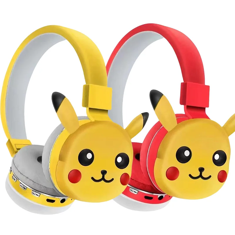 Беспроводные Bluetooth-наушники Pikachu с микрофоном Складная спортивная игровая
