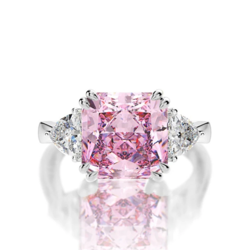 

Eight hearts and eight arrows Square Ring Pink Tourmaline luxury open ring female wedding ring