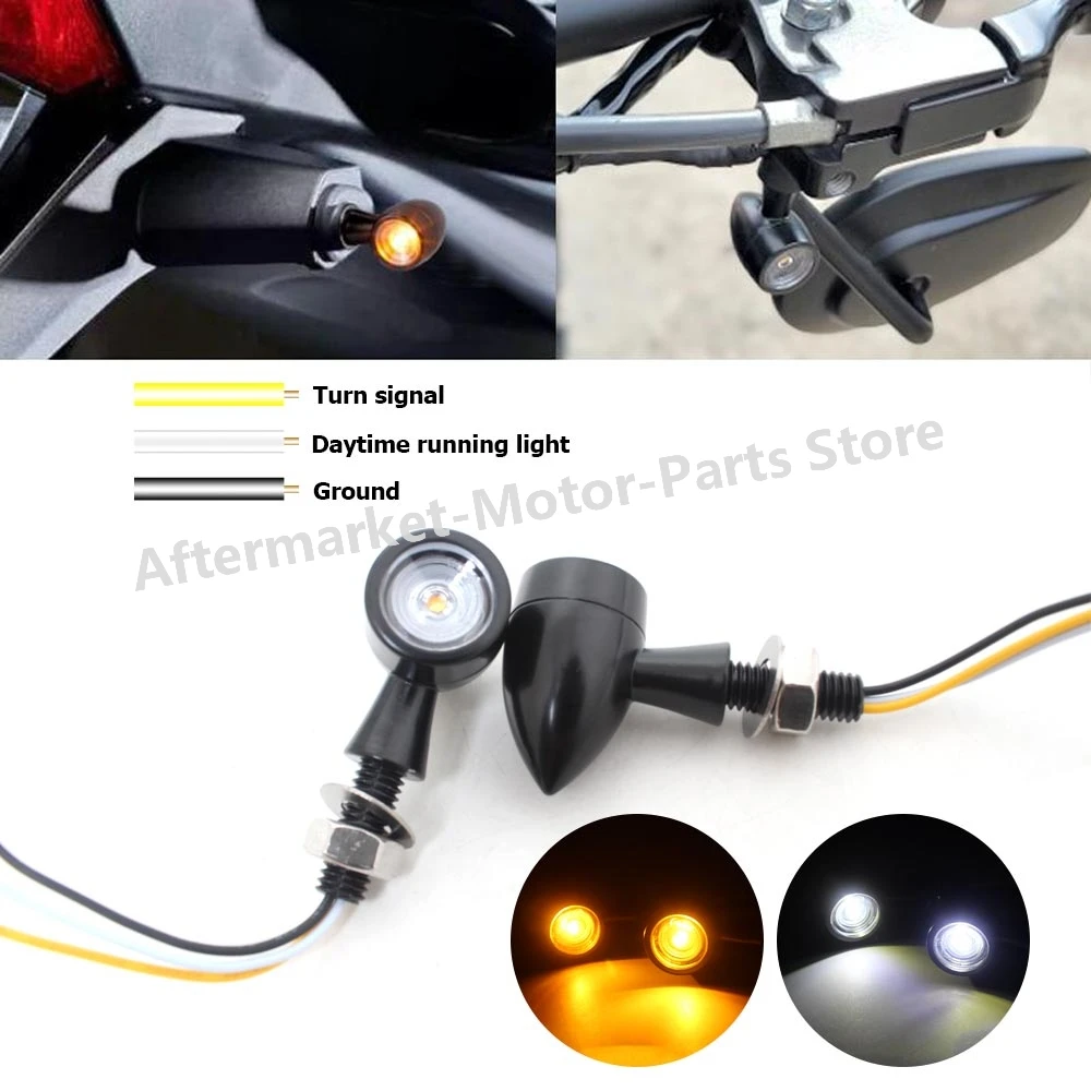 

Motorcycle LED Turn Signal Lights Blinker Indicator Flashing Light Moto led Amber Signal lamp White DRL Lamp 8mm 12V Universal