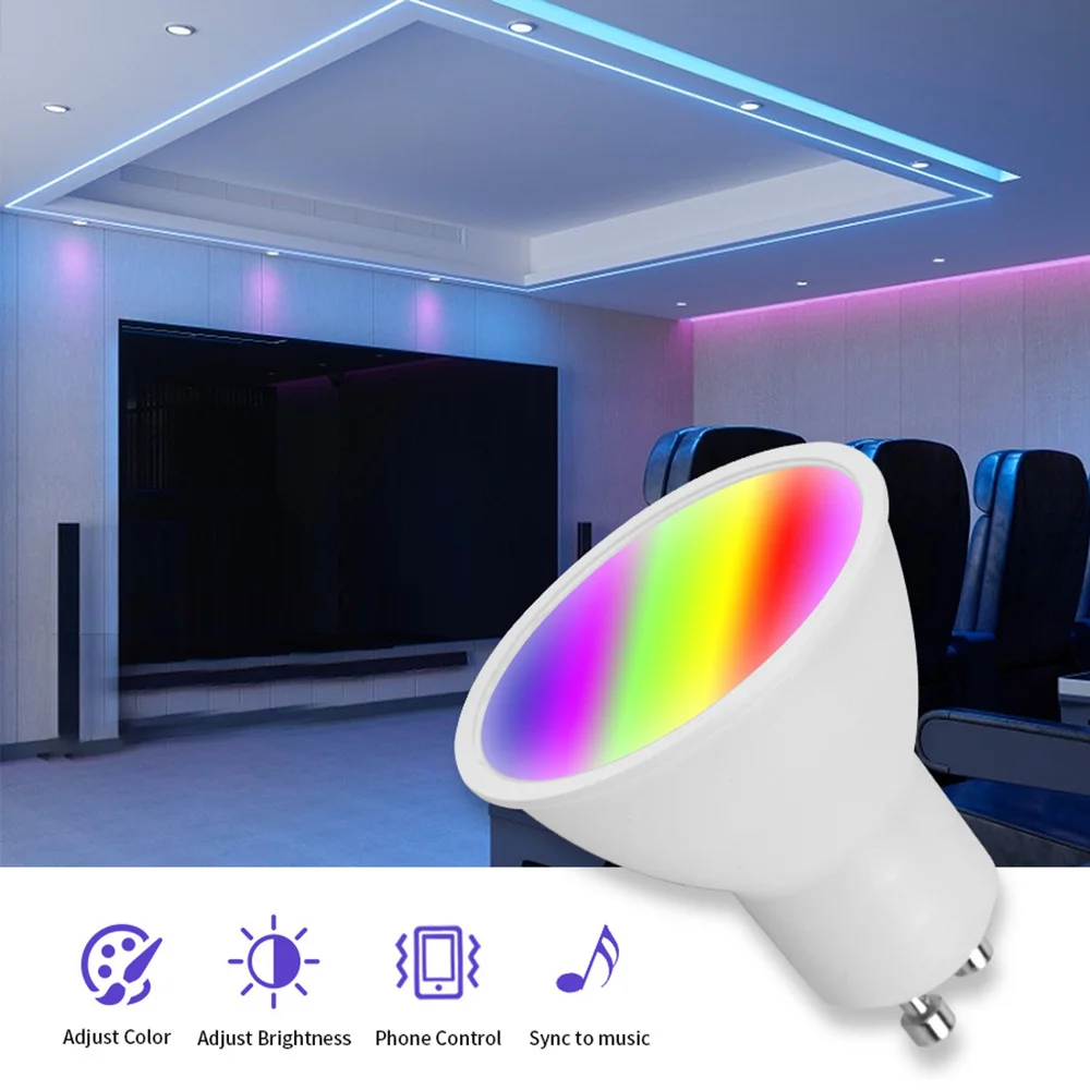 Лампочка GU10 светильник 2 4 ГГц Wi-Fi управление через приложение RGBCW светодиодный