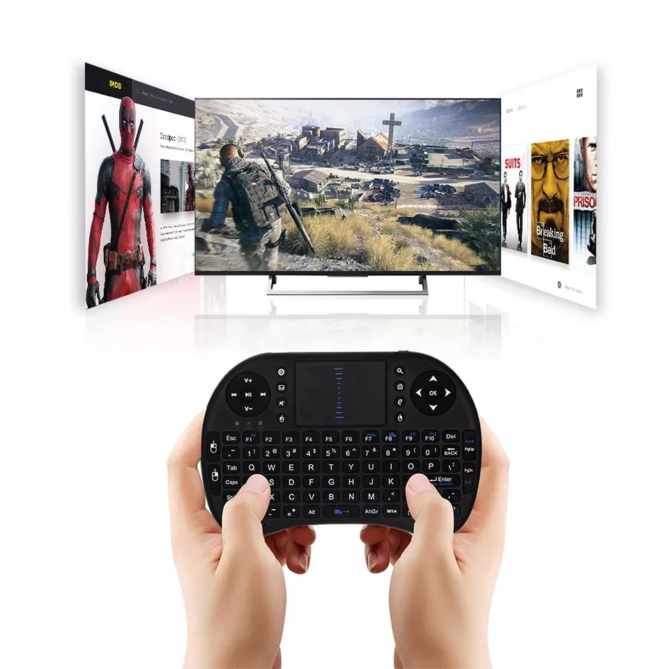 

2023 trend Touchpad Handheld Work With Android TV BOX Mini PC 18 i8 Russian English Version 2.4GHz Wireless Keyboard Air Mouse W