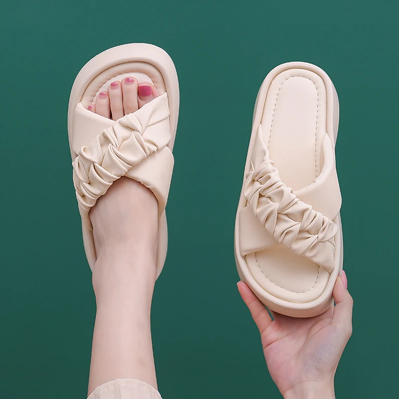 AIYUQI Slippers Women Flat 2023 New Summer Slippers Women Platform Casual Beach Wear Fashion Slippers Women