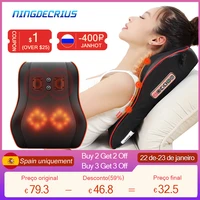 newest support massage pillow neck and back waist leg body shiatsu heating massager home best gifts for relieving low back pain