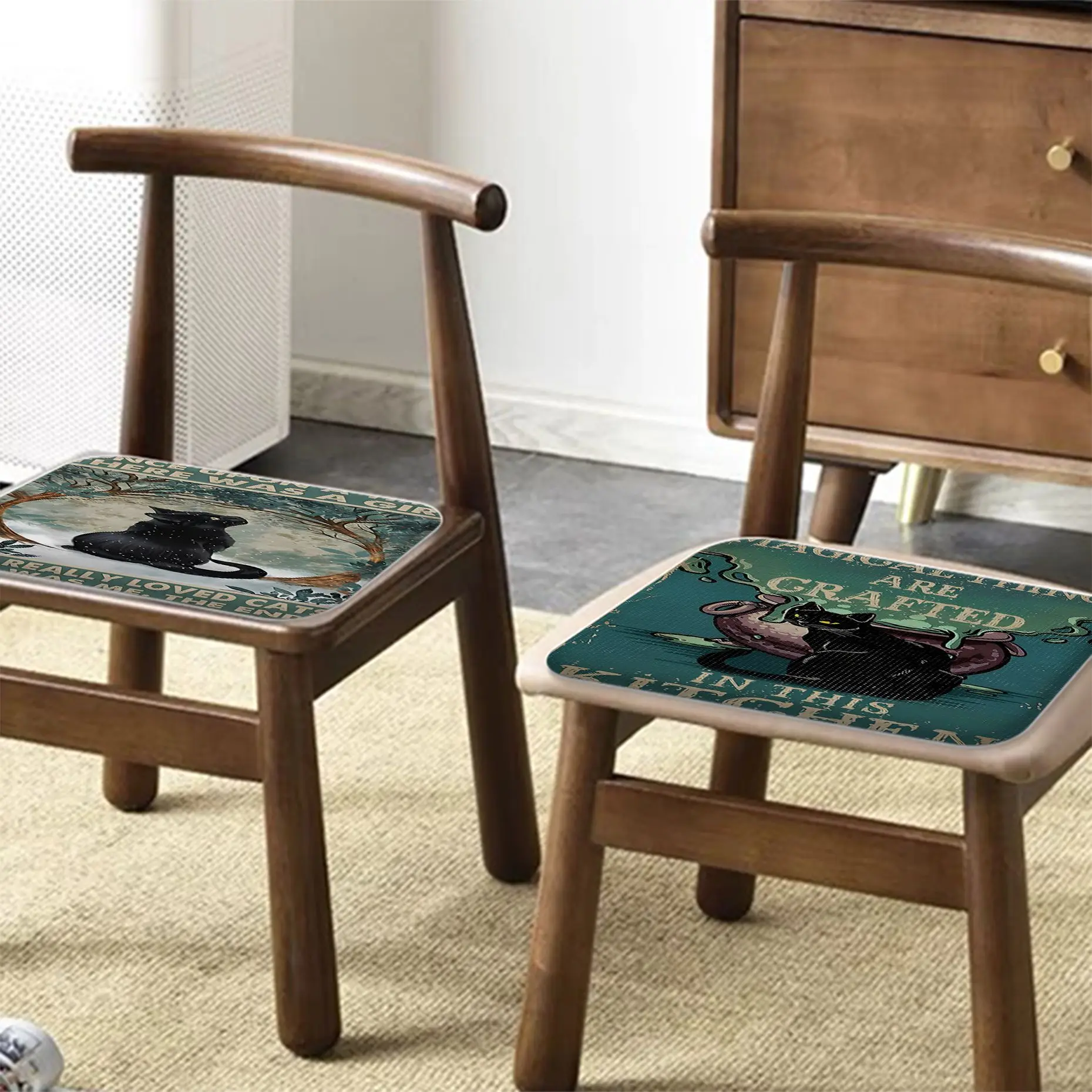 

Black Cat Nordic Printing Meditation Cushion Stool Pad Dining Chair Tatami Seat Cushion Anti-Slip Cushions Home Decor