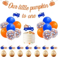 kreatwow pumpkin themed party kit our little pumpkin is one glitter banner thanksgiving fall boys 1st birthday party supplies