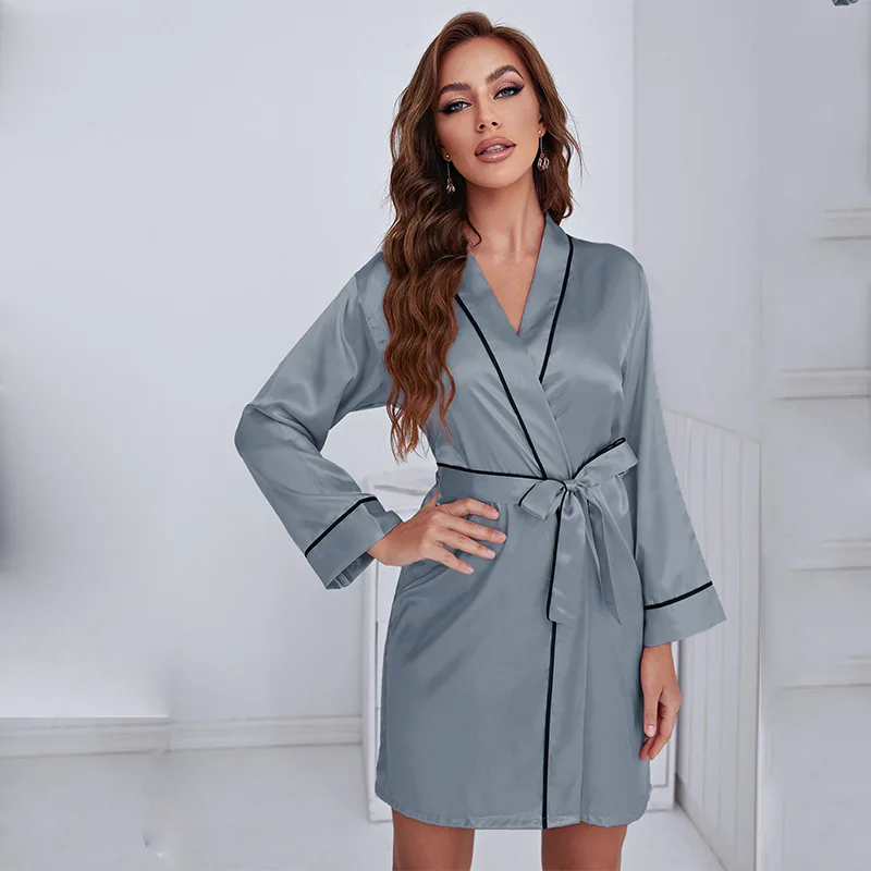 

Jxgarb атласные халаты мини-длины, женские свадебные халаты, Сексуальный Кардиган, ремни, Ночная одежда, лидер продаж