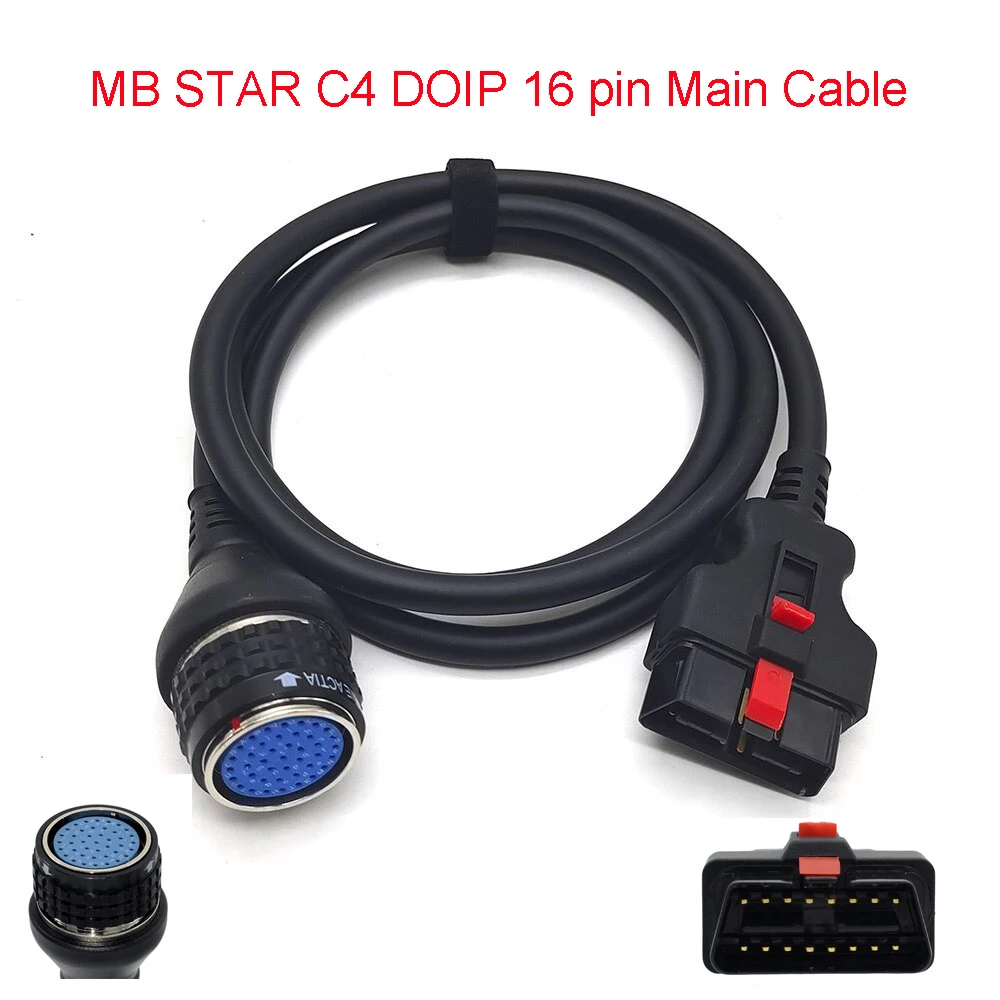 Фото Главный кабель DOIP 16PIN для SD Connect C4 Compact OBD2 16PIN Кабель автомобильного адаптера диагностический инструмент Для MB Star SD C4 OBD II тестовый кабель №1