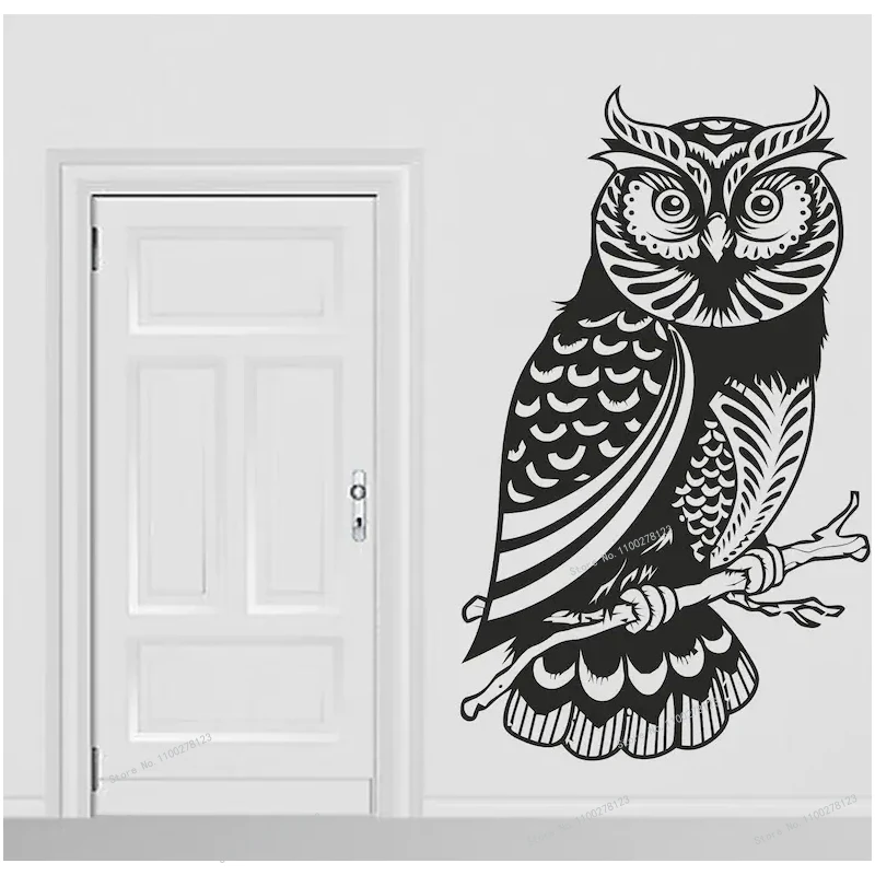 Owl On Branch Sticker Owl Vinyl Wall Decal Nature Tattoo Stickers Bird Kids Bedroom Nursery Decoration Animal Home Decor