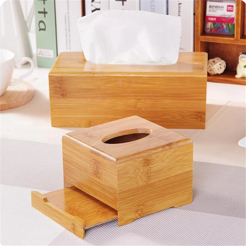 

Retro Bamboo Tissue Box For Home Office Desktop Wooden Paper Towel Box Hotel Napkin Wood Holder Household Type Canister