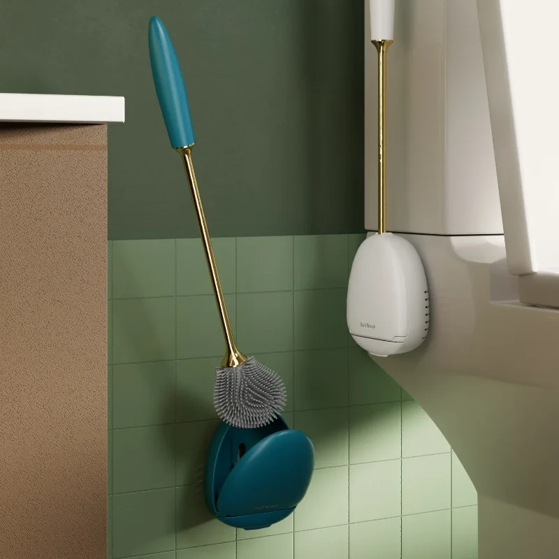 

Silicone Smart Toilet Brushes Holder Set WC Wall Mounted Bathroom Accessories Luxury Household Cleaning Soft Brush Long Handle