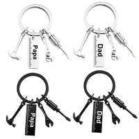 new diy stainless steel keychain fathers day gift lettering dad grandpa titanium steel keychain for men wholesale